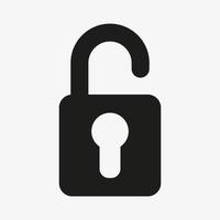 Open padlock icon. Unocked symbol. Unlock Icon. Vector illustration. Security sign.