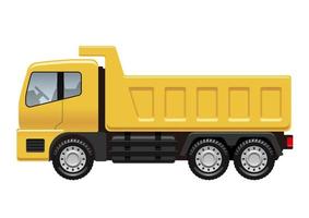 ilustración de camión volquete amarillo vectorial aislada en un fondo blanco. vector