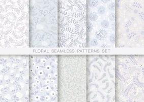 Horizontally And Vertically Repeatable Vector Seamless Floral Patterns Set.