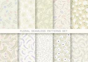 Horizontally And Vertically Repeatable Vector Seamless Floral Patterns Set.