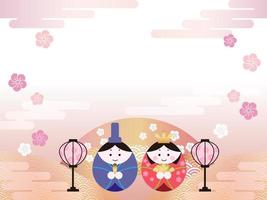 Vector Background For The Japanese Dolls Festival With A Couple Dolls And Text Space.
