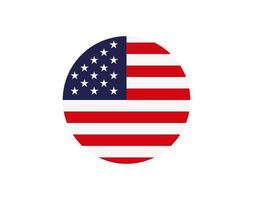 Flag of the United States of America.  American flag vector image. Circle shape.