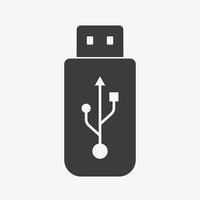 USB vector icon. Flash drive symbol isolated on white background.