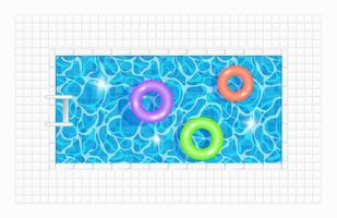 Swimming pool top view. Summer relaxation zone. Vector flat illustration.