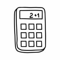 Calculator on white background. Vector doodle illustration. Contour icon.