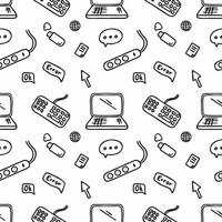 Seamless pattern for web page. Electronics and computer. Set of doodle elements. Endless wallpaper. vector