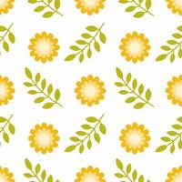 Seamless spring pattern. Dandelion and twig. Summer background for printing on fabric.  Packing paper. Wallpaper with floral pattern. Vector doodle illustration.