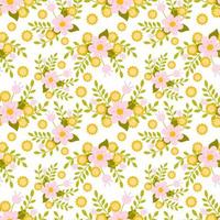 Seamless summer pattern. Floral ornament. Chamomile, dandelion and green branch. Endless background for textiles. Printing on fabric and wrapping paper. vector