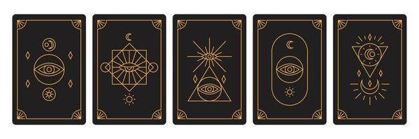 Tarot card illustrations in a dark theme. vector