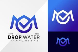 Letter M Drop Water Logo Design Vector illustration template