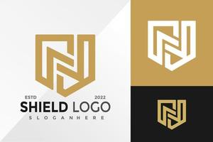 Letter N Shield Logo Design Vector illustration template