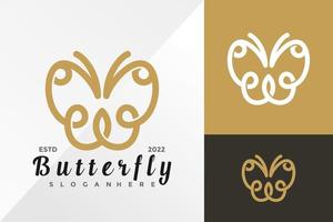 Plantilla de ilustración de vector de diseño de logotipo de adorno de mariposa