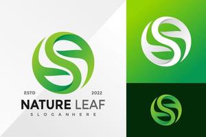S Monogram with Leaf Logo Design Vector illustration template