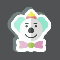 Clown Face Sticker in trendy isolated on black background vector