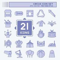 Circus Icon Set in trendy blue eyes style isolated on soft blue background vector
