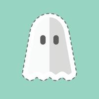 Ghosts Sticker in trendy line cut isolated on blue background vector