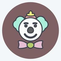 Clown Face Icon in trendy color mate style isolated on soft blue background vector