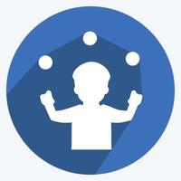 Ball Juggling Icon in trendy long shadow style isolated on soft blue background vector