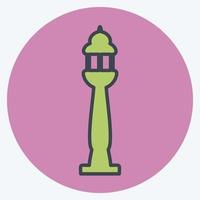 Lamp Post Icon in trendy color mate style isolated on soft blue background vector