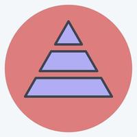 Pyramid Chart Icon in trendy color mate style isolated on soft blue background vector