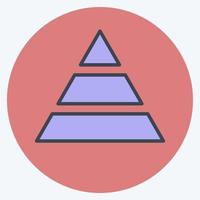 Pyramid Chart Icon in trendy color mate style isolated on soft blue background vector