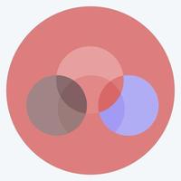 icono de diagrama de venn en un estilo moderno y plano aislado en un fondo azul suave vector