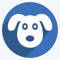 Dog Face Icon in trendy long shadow style isolated on soft blue background vector