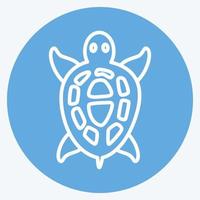 icono de tortuga mascota en estilo moderno de ojos azules aislado en fondo azul suave vector