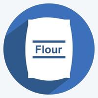 Flour bag Icon in trendy long shadow style isolated on soft blue background vector