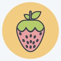 Strawberry Icon in trendy color mate style isolated on soft blue background vector