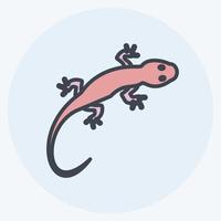 icono de lagarto de mascotas en un moderno estilo mate de color aislado en un fondo azul suave vector