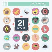 Pet Icon Set in trendy flat style isolated on soft blue background vector