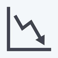 Declining Line Graph Icon in trendy glyph style isolated on soft blue background vector