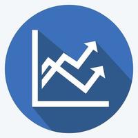 Multiple Line Graph Icon in trendy long shadow style isolated on soft blue background vector