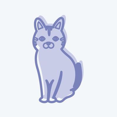 Pet Cat Icon in trendy two tone style isolated on soft blue background