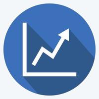 Rising Line Graph Icon in trendy long shadow style isolated on soft blue background vector