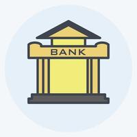 Bank Icon in trendy color mate style isolated on soft blue background vector