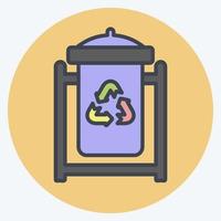 Recycle Bin Icon in trendy color mate style isolated on soft blue background vector