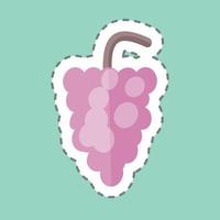 Grapes Sticker in trendy line cut isolated on blue background vector