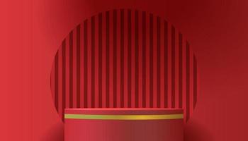 3d abstract background chinese style with product podium mockup on red background vector