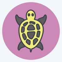 Pet Turtle Icon in trendy color mate style isolated on soft blue background vector