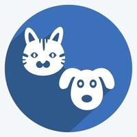 Pets Icon in trendy long shadow style isolated on soft blue background vector