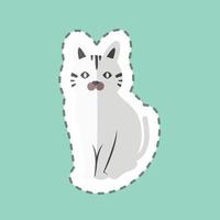 Pet Cat Sticker in trendy line cut isolated on blue background vector