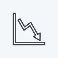 Declining Line Graph Icon in trendy line style isolated on soft blue background vector