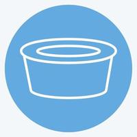 icono de olla de sopa en estilo moderno de ojos azules aislado en fondo azul suave vector