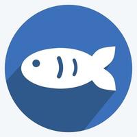 Pet Fish I Icon in trendy long shadow style isolated on soft blue background vector