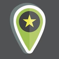 Starred Location Sticker in trendy isolated on black background vector