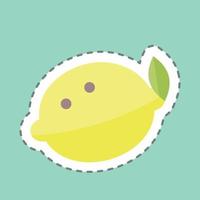 Lemon Sticker in trendy line cut isolated on blue background vector