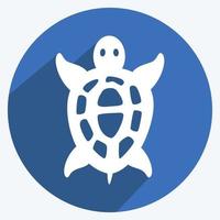 Pet Turtle Icon in trendy long shadow style isolated on soft blue background vector