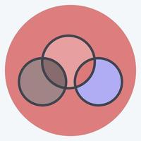 icono de diagrama de venn en un moderno estilo mate de color aislado en un fondo azul suave vector